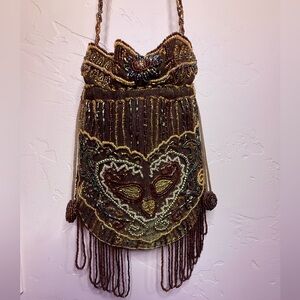 Vintage HAND BEADED VICTORIAN Drawstring Renaissance Purse **WhimsyGothic **Boho